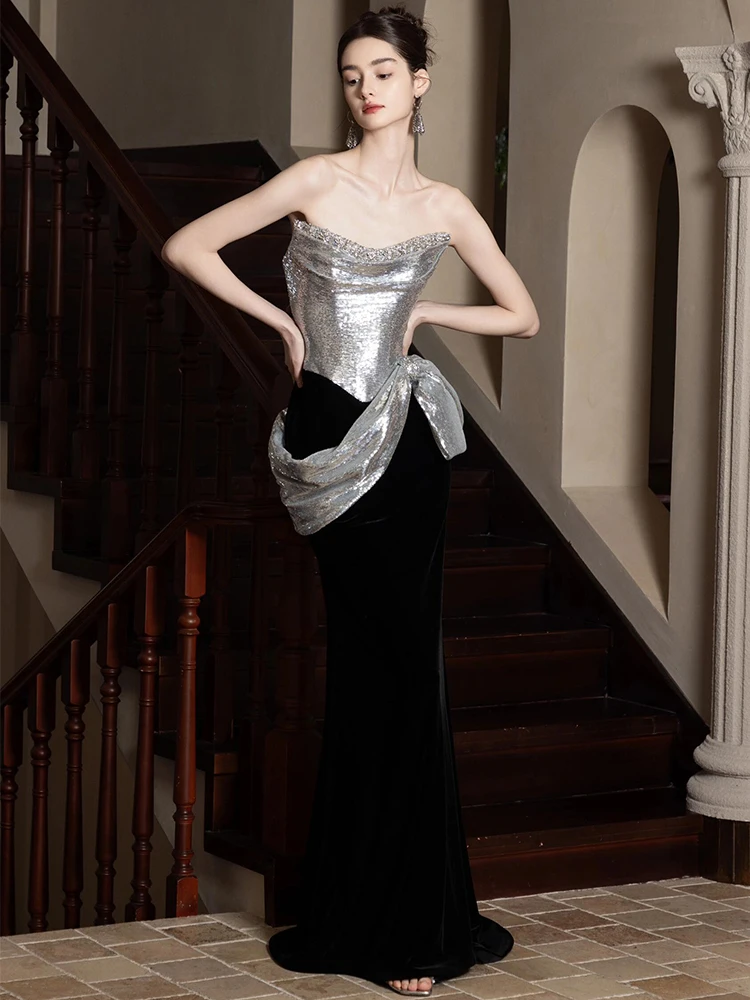 Ele Evening Gown for Women Korean Sle Long Dr with Strapl Fi Tail Design for Performances And Parties
Ele Evening Gown for Women Korean Sle Long Dr with Strapl Fi Tail Design for Performances And Parties