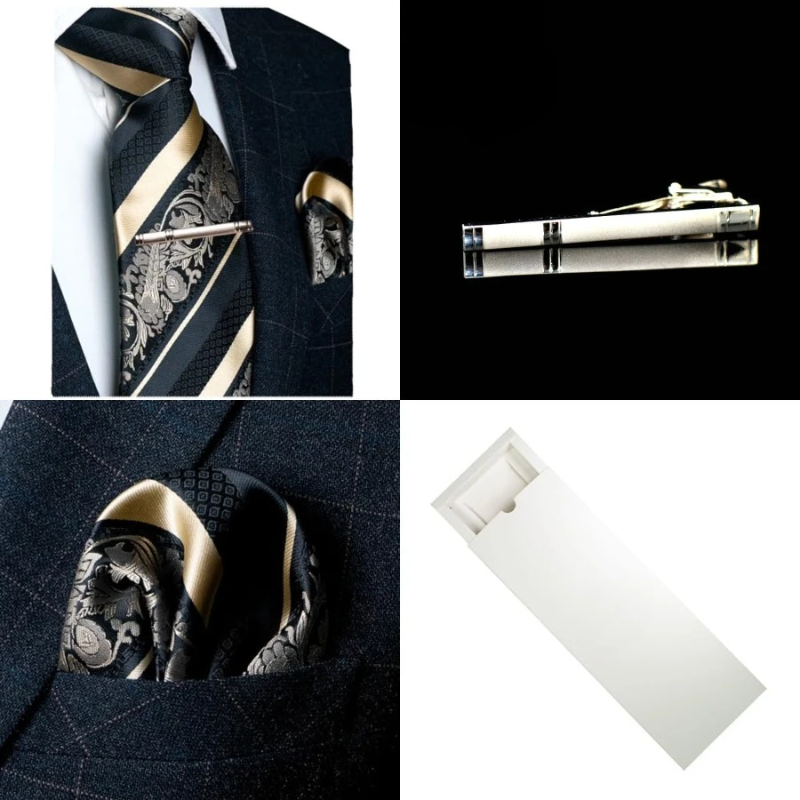 Mens Floral Necktie and Pocket Square Tie Clip Sets for Men,Gold
Mens Floral Necktie and Pocket Square Tie Clip Sets for Men,Gold