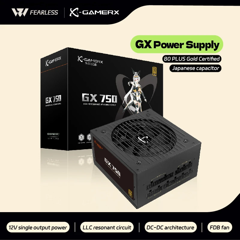 Power Train X-GAMERX GX750W GX850W Power Supply Full module 80 PLUS Gold Rated ATX3.1 120mm Super quiet FDB Fan
Power Train X-GAMERX GX750W GX850W Power Supply Full module 80 PLUS Gold Rated ATX3.1 120mm Super quiet FDB Fan
