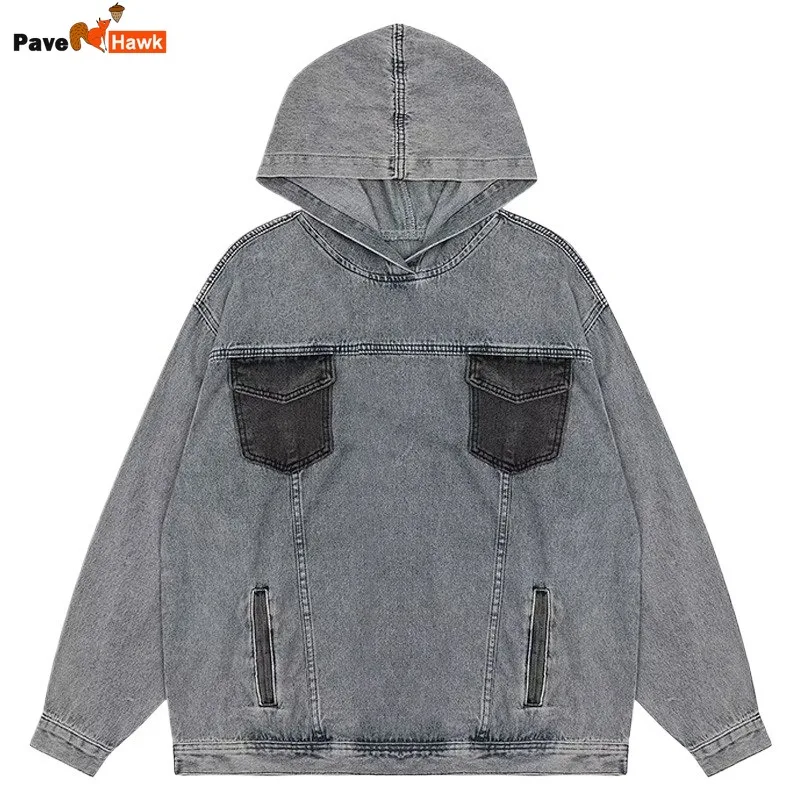 American Street Cowboy Pullover Mens Washed Color Block Pocket Hip Hop Denim Hoodie Oversized Couple Streetwear Male Jackets
American Street Cowboy Pullover Mens Washed Color Block Pocket Hip Hop Denim Hoodie Oversized Couple Streetwear Male Jackets