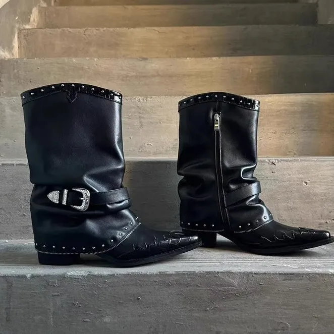 Women Ankle Boots Pointed Toe Real Leather Horseshoe Heel Short Boots Woman Rivet Buckle Luxury Shoes Ladeis Party Botas Mujer
Women Ankle Boots Pointed Toe Real Leather Horseshoe Heel Short Boots Woman Rivet Buckle Luxury Shoes Ladeis Party Botas Mujer