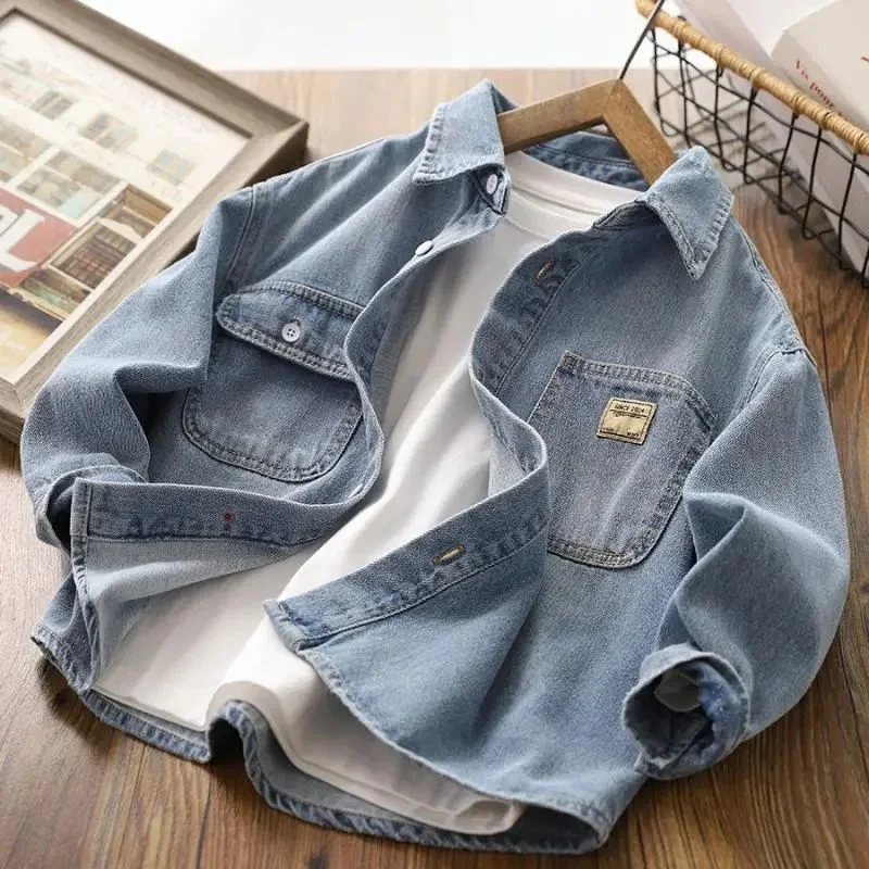 Boys' Shirt Top Jacket 2025 New Product Plus Size Denim Long Sleeved Spring Outdoor Children's Day Gift Clothing
Boys' Shirt Top Jacket 2025 New Product Plus Size Denim Long Sleeved Spring Outdoor Children's Day Gift Clothing
