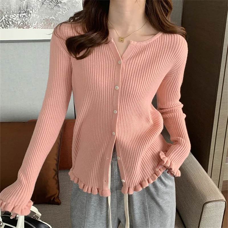 Korean Sweet Ladies Short Sweater Cardigan Spring Autumn Casual Jacket Slim Women Sweaters Knitwear Top 2024 New Buttons Shirt
Korean Sweet Ladies Short Sweater Cardigan Spring Autumn Casual Jacket Slim Women Sweaters Knitwear Top 2024 New Buttons Shirt