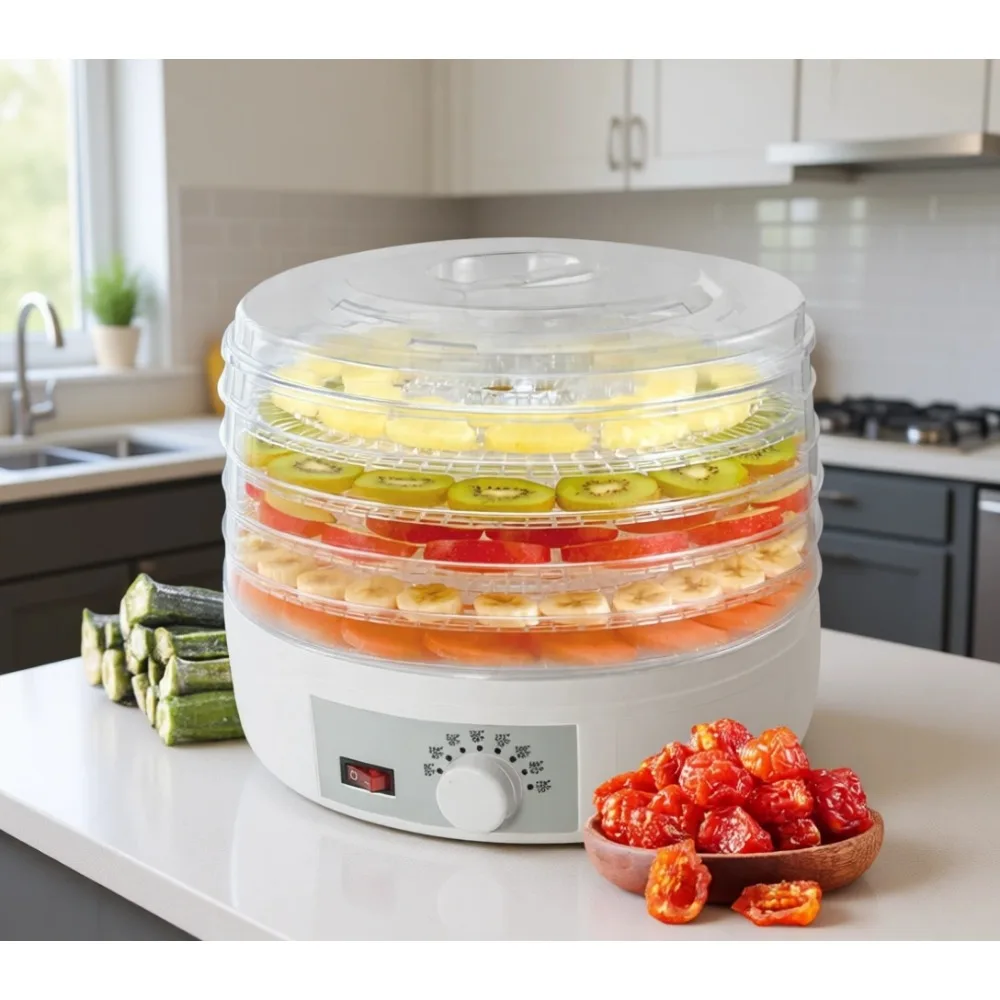 5 Tray Food Dehydrator with Adjustable Temperature 95 to 158F 350W for Jerky Herbs Fruit Vegetables
5 Tray Food Dehydrator with Adjustable Temperature 95 to 158F 350W for Jerky Herbs Fruit Vegetables