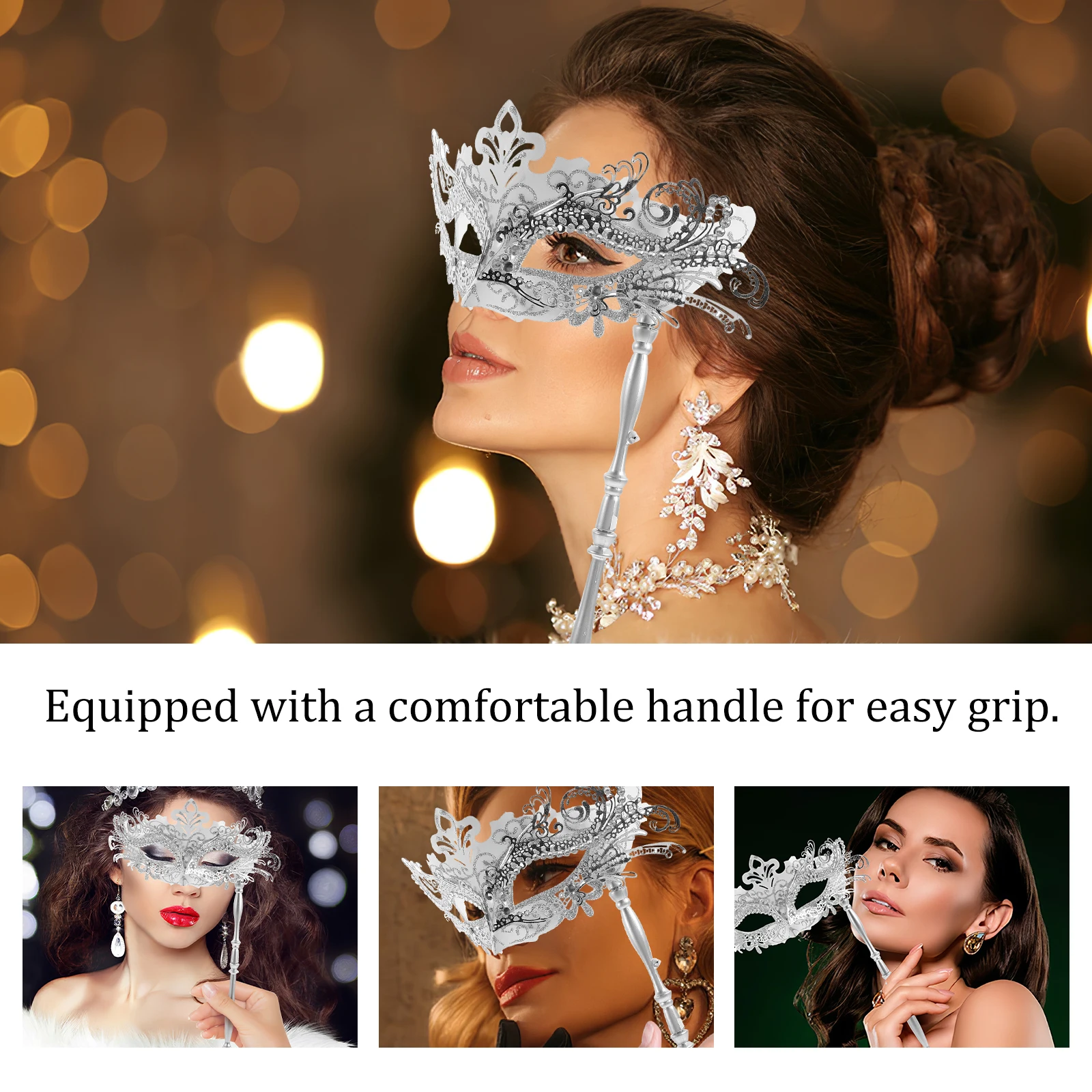 Metal Masquerade Mask Halloween Party Costume Sparkling Lightweight Comfortable Handle for Women Stage Performance Couple
Metal Masquerade Mask Halloween Party Costume Sparkling Lightweight Comfortable Handle for Women Stage Performance Couple