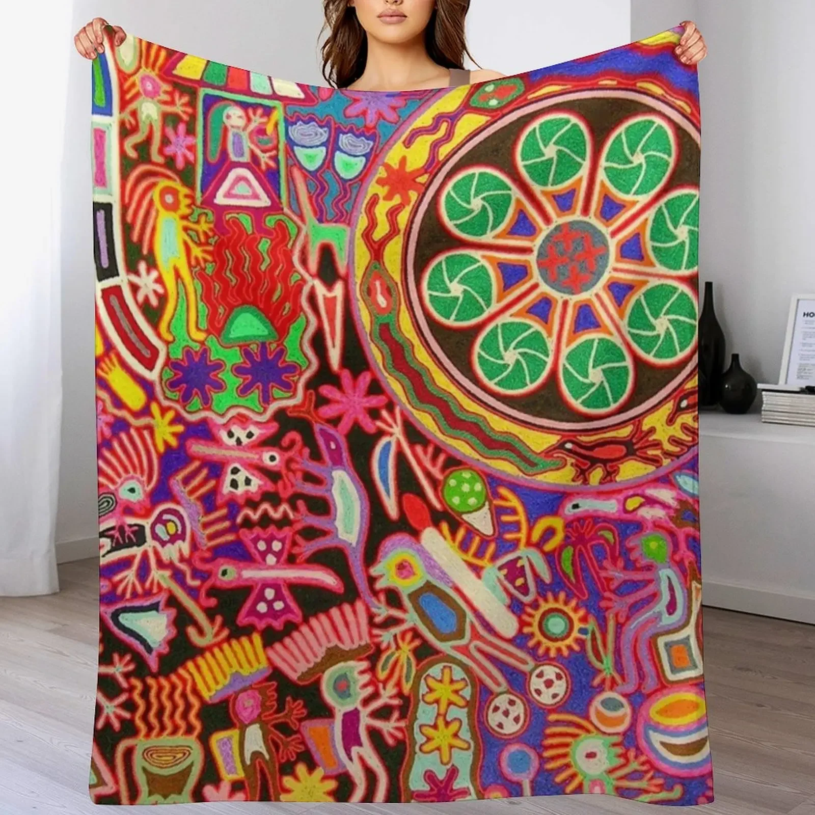 Mexican Colorful Huichol | Mexican Blanket Design | Large Cozy King Size | Vintage Folk Art - Throw Blanket
Mexican Colorful Huichol | Mexican Blanket Design | Large Cozy King Size | Vintage Folk Art - Throw Blanket
