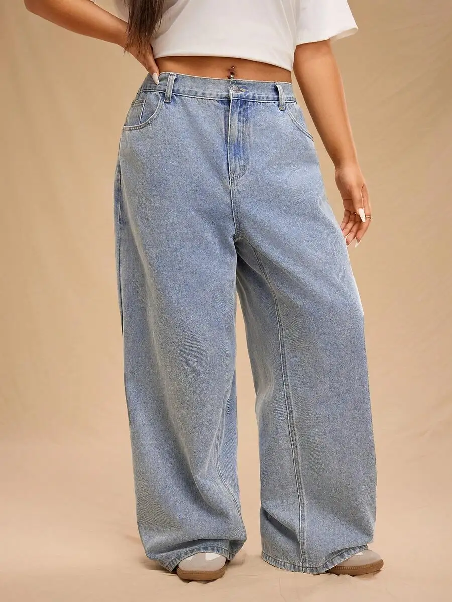Women Loose Wide Leg Denim Jeans Casual Straight Fit Light Wash
Women Loose Wide Leg Denim Jeans Casual Straight Fit Light Wash
