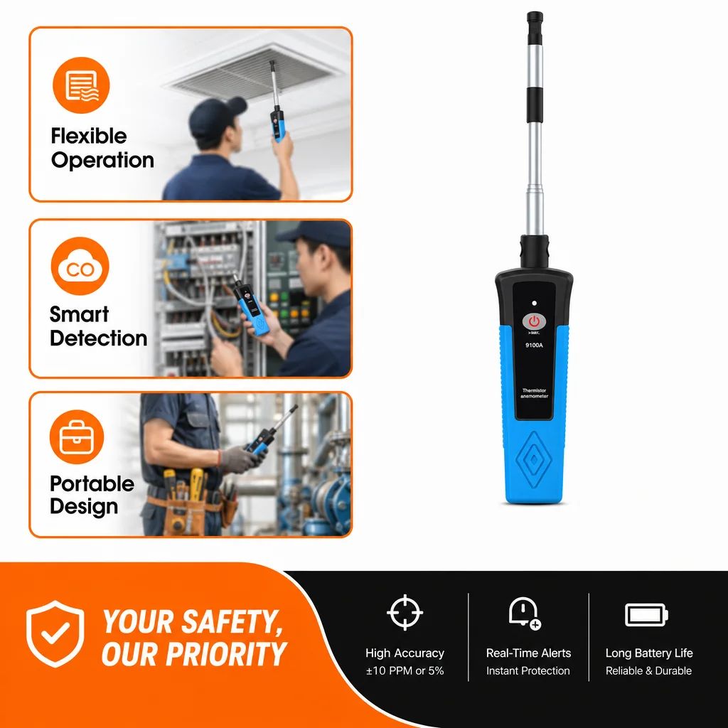 HP9100A Wireless Anemometer Hot Wire Air Velocity Meter 0-40m/s with Bluetooth APP for HVAC Weather Station Outdoor Duct Testing
HP9100A Wireless Anemometer Hot Wire Air Velocity Meter 0-40m/s with Bluetooth APP for HVAC Weather Station Outdoor Duct Testing