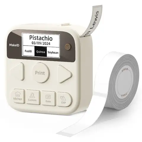 Makeid Label Maker Machine with Tape, S1 Pro Bluetooth LCD Display Labeler, One-Click Quick Print Inkless Magnetic Label Printer