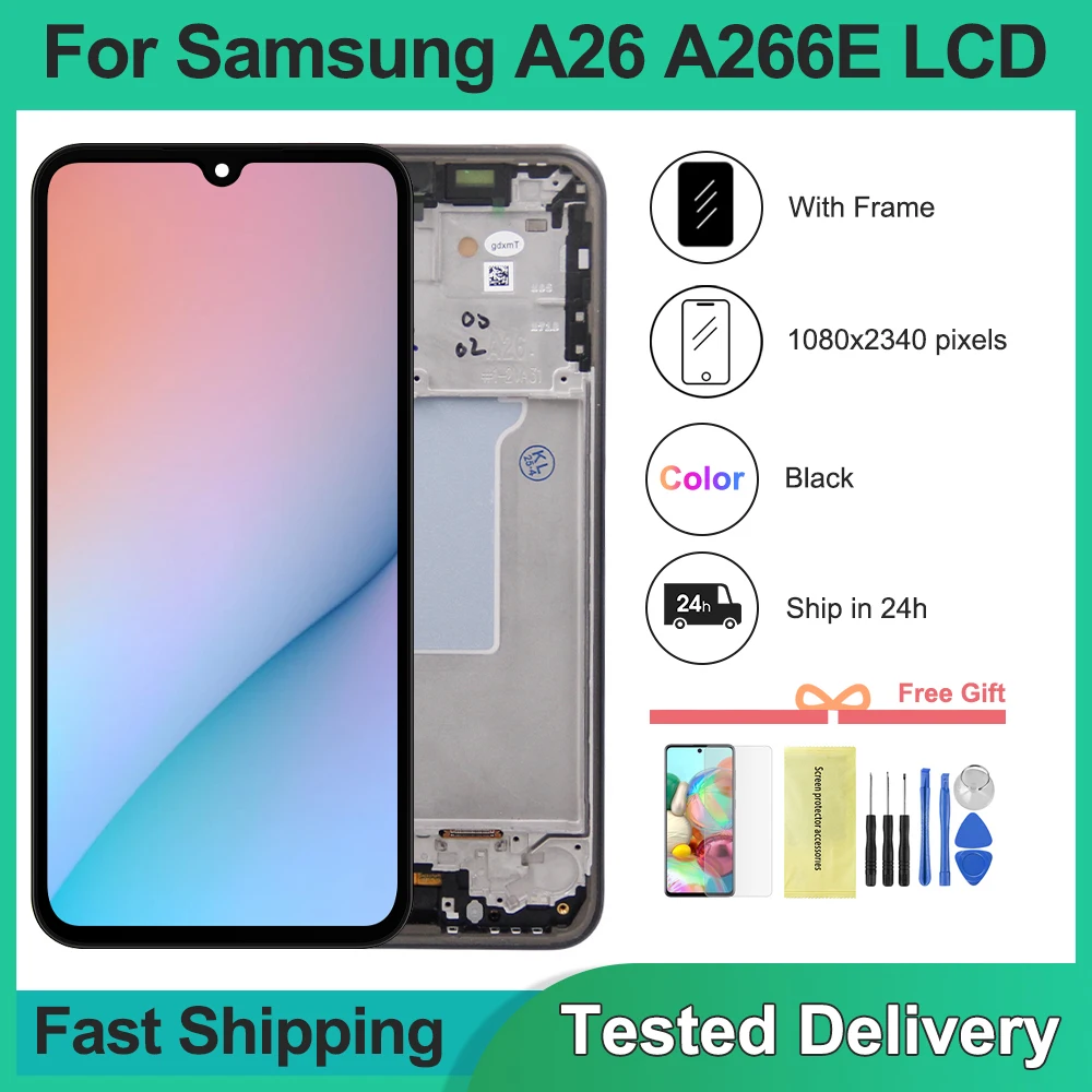 For Samsung A26 5G LCD Display 6.7'' Touch Screen Digitizer Assembly Replacement Compatible with SM-A266E SM-A266B SM-A266U 
For Samsung A26 5G LCD Display 6.7'' Touch Screen Digitizer Assembly Replacement Compatible with SM-A266E SM-A266B SM-A266U