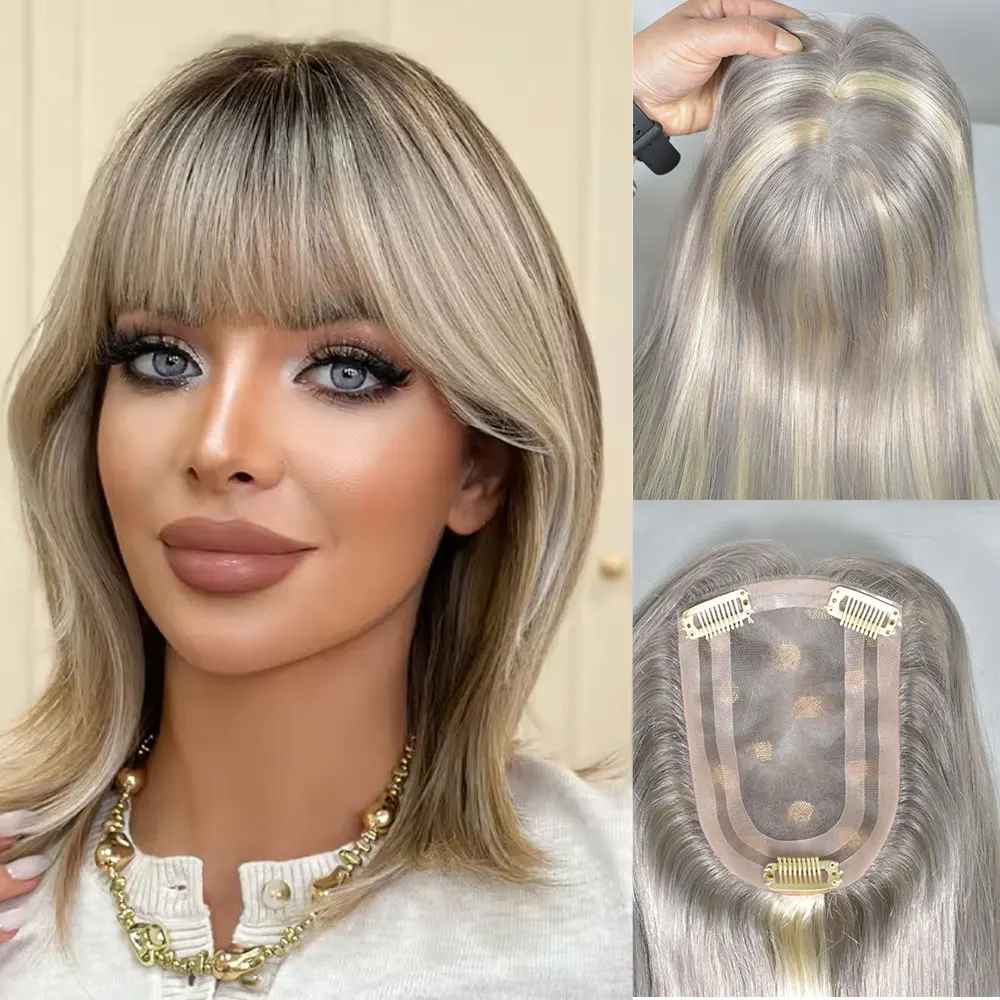 Grey Highlight Mono With PU Human Hair Toppers Hair Pieces for Women 4x6 Inch Hair Clips In Toppers Extensions For Women 14inch
Grey Highlight Mono With PU Human Hair Toppers Hair Pieces for Women 4x6 Inch Hair Clips In Toppers Extensions For Women 14inch