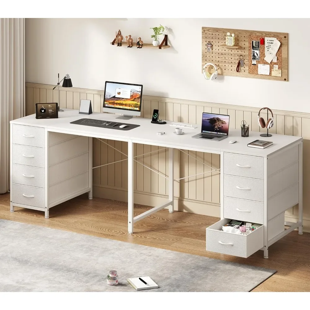 2-person desk with 8 drawers, large home office computer desk with power outlet, 78 inch long double desk
2-person desk with 8 drawers, large home office computer desk with power outlet, 78 inch long double desk