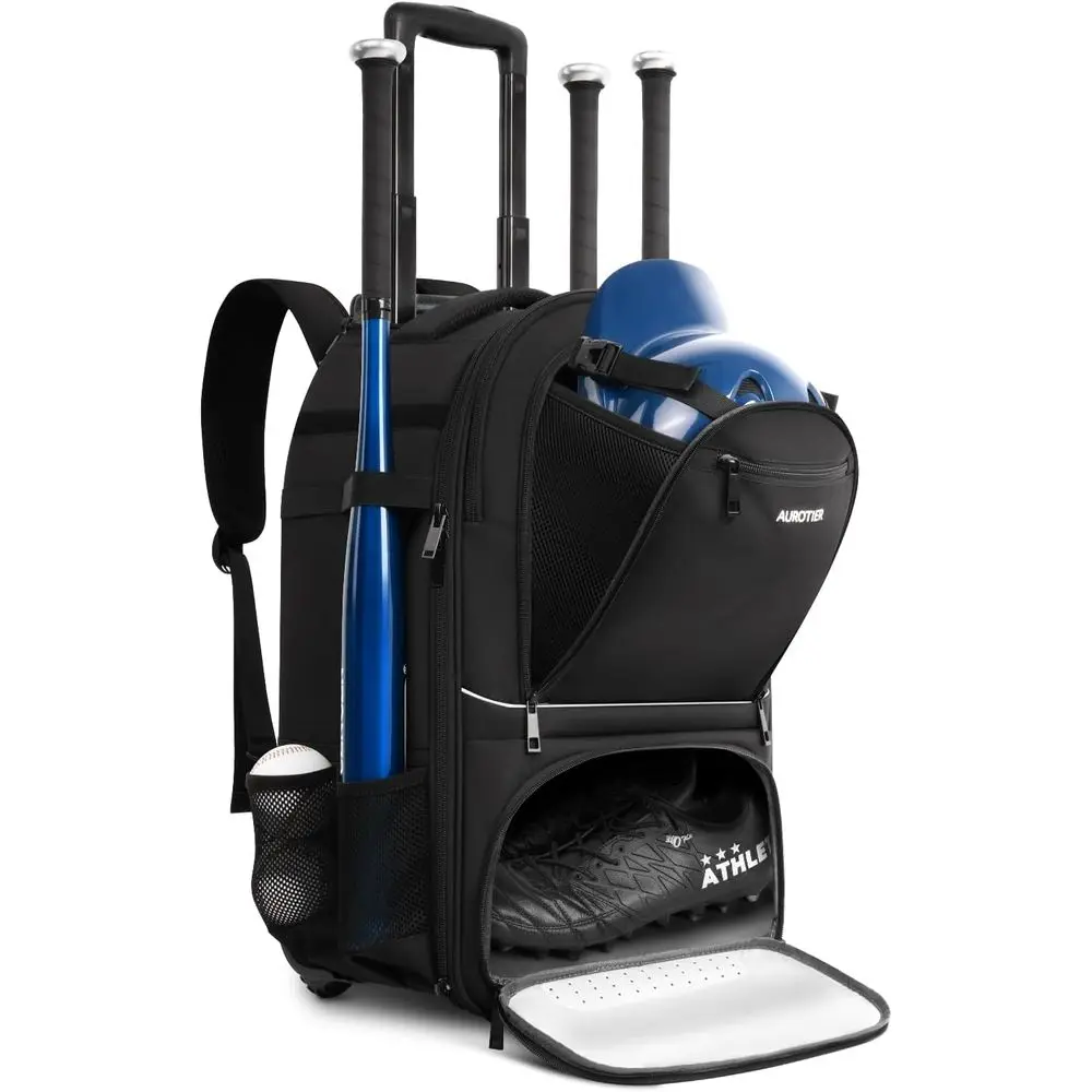 Rolling Baseball Backpack with Off-Road Wheels, Wheeled Catcher's Bag, 4 Bats, Large Softball Tote, Helmet & Accessories with En
Rolling Baseball Backpack with Off-Road Wheels, Wheeled Catcher's Bag, 4 Bats, Large Softball Tote, Helmet & Accessories with En