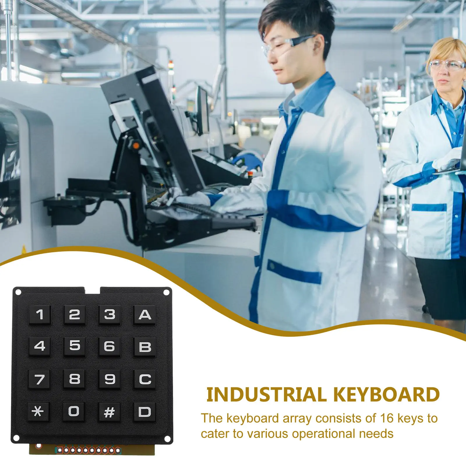 Membrane Keypad 16 Keys Industrial Keyboard Module Matrices Switch Array Keyboard Module for Industry Control Panels