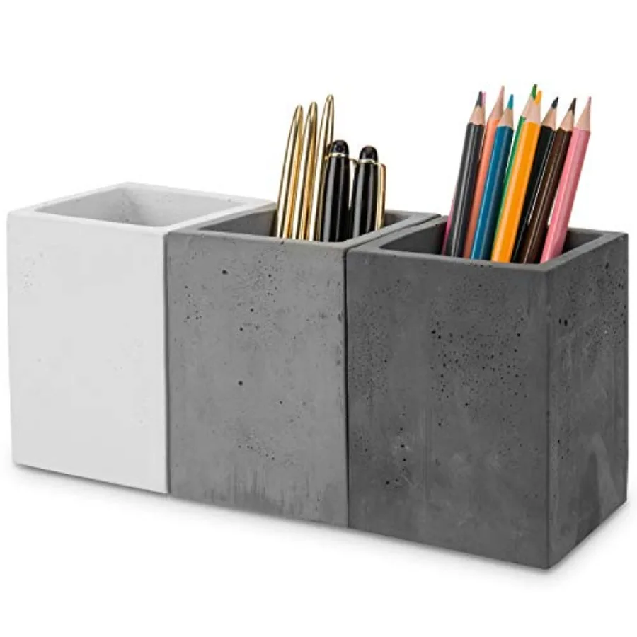 Pen Holder Pencil Holder For Desk, Pen Cup Holder For Desk, Concrete Desktop Pencil Cup, Modern Gray-Tone, Set of 3
Pen Holder Pencil Holder For Desk, Pen Cup Holder For Desk, Concrete Desktop Pencil Cup, Modern Gray-Tone, Set of 3