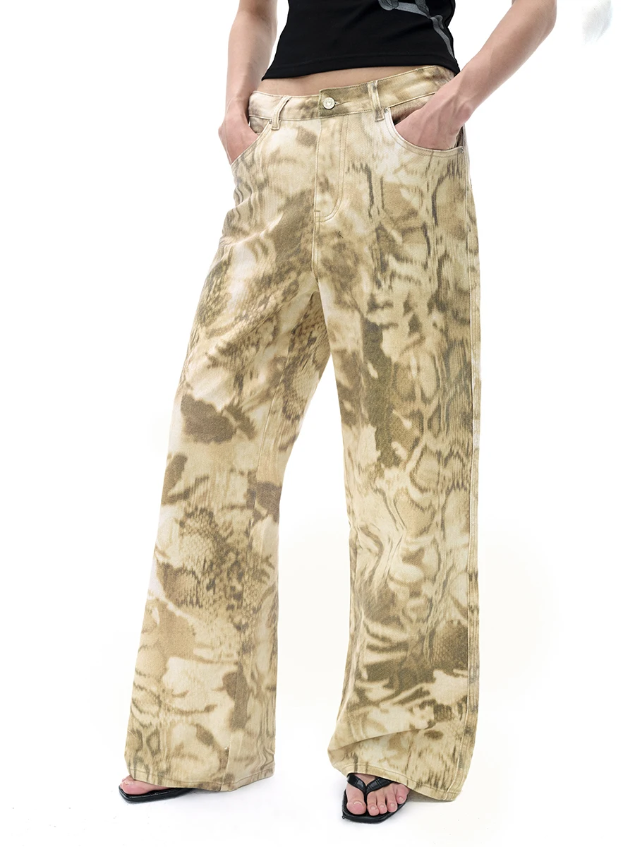 Loala Office Original Design Snake Skin Print Washed Straight Leg Jeans Sand Color Casual Style Women's Premium Denim Pants
Loala Office Original Design Snake Skin Print Washed Straight Leg Jeans Sand Color Casual Style Women's Premium Denim Pants