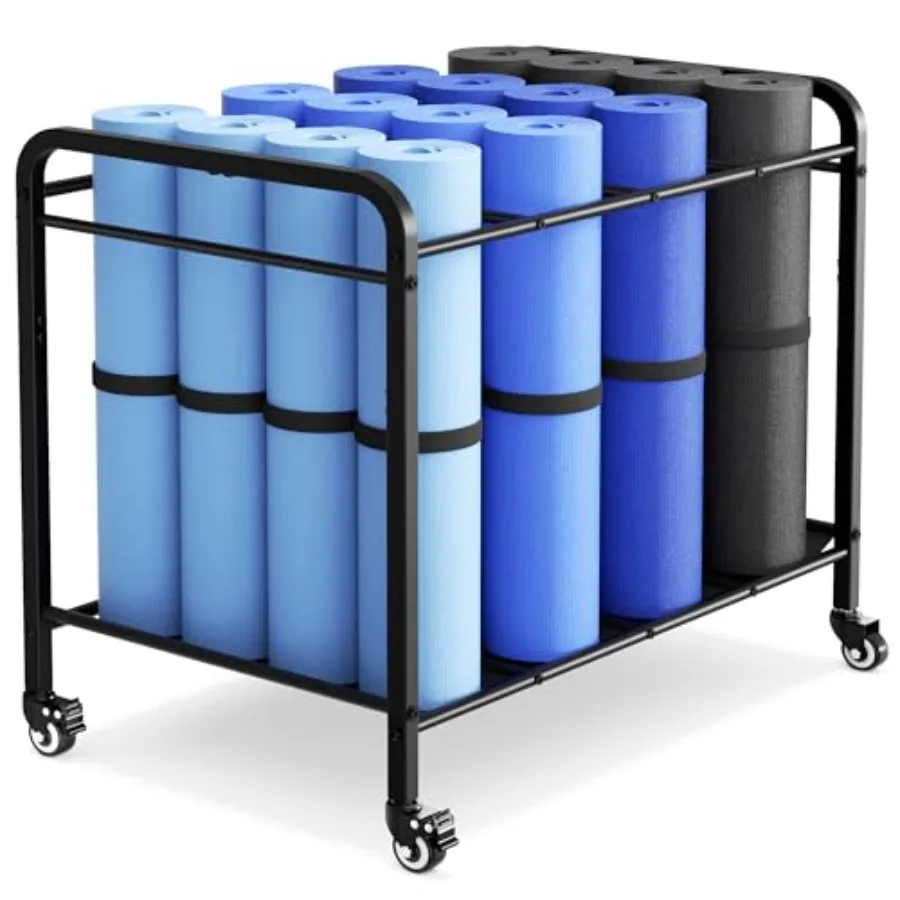 Black Yoga Mat Storage Rack Basket with Wheels, Floor-Standing Metal Yoga Mat Cart Workout Equipment for Foam Roller Dumbbells
Black Yoga Mat Storage Rack Basket with Wheels, Floor-Standing Metal Yoga Mat Cart Workout Equipment for Foam Roller Dumbbells