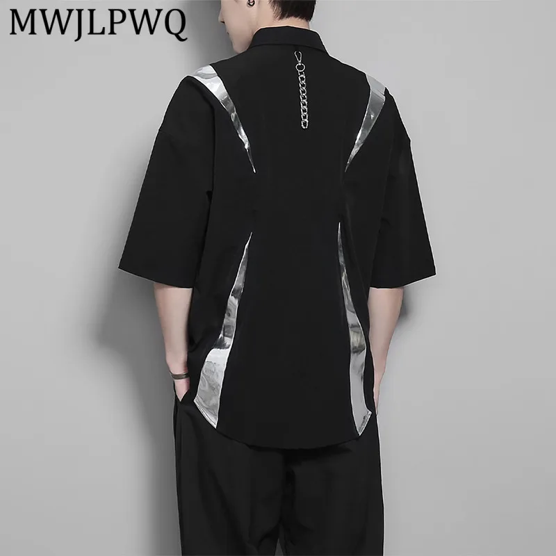 MWJLPWQ Short Sleeve Shirt Silver Metallic Splice Metal Chain Zipper Decor Oversized Street Top Mens Punk Urban Daily Tops 16766
MWJLPWQ Short Sleeve Shirt Silver Metallic Splice Metal Chain Zipper Decor Oversized Street Top Mens Punk Urban Daily Tops 16766