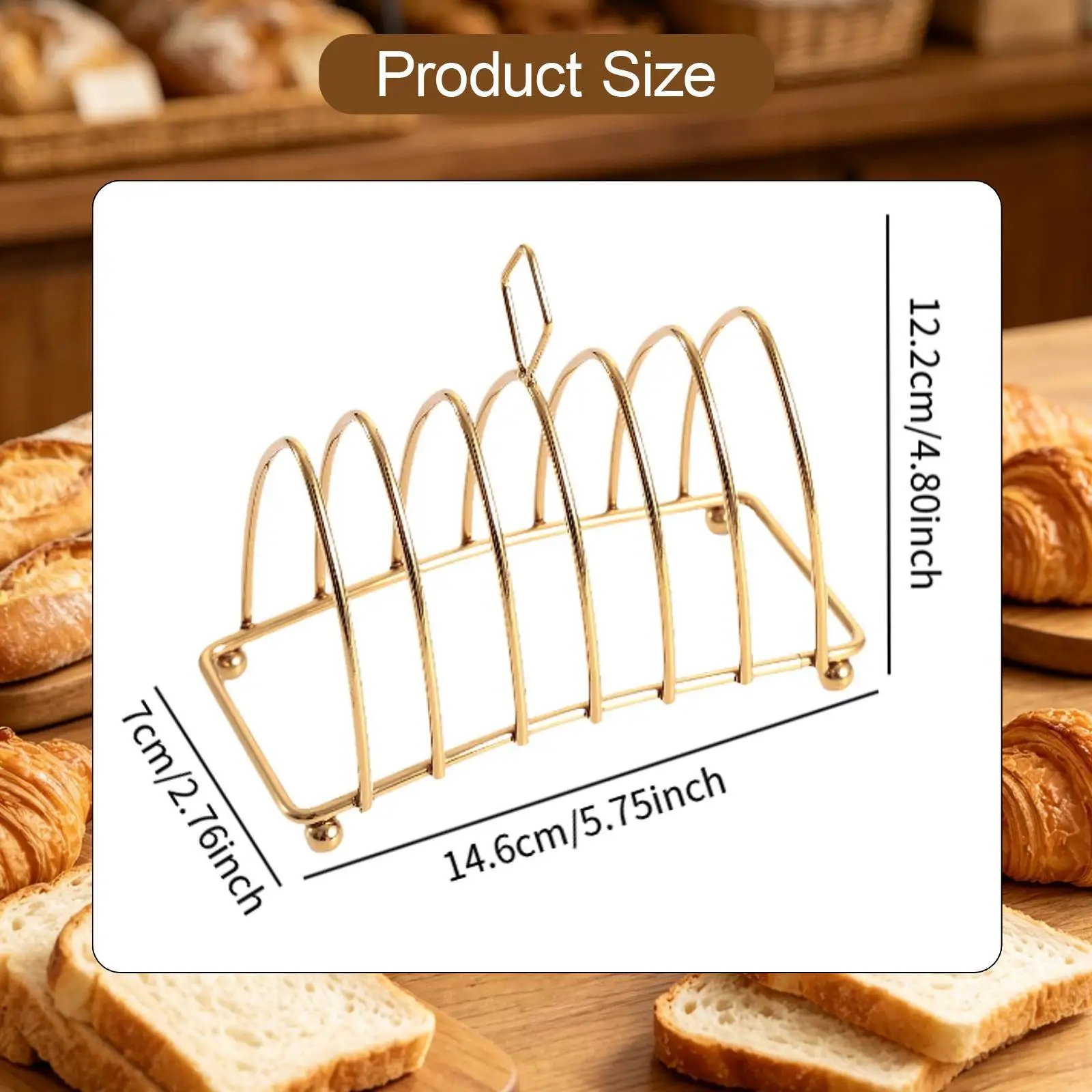 Breakfast Toast Rack Toast Holder Home Kitchen with Ball Feet and Loop Handle Serving Cooling Station Decoration 6 Slice Slot
Breakfast Toast Rack Toast Holder Home Kitchen with Ball Feet and Loop Handle Serving Cooling Station Decoration 6 Slice Slot