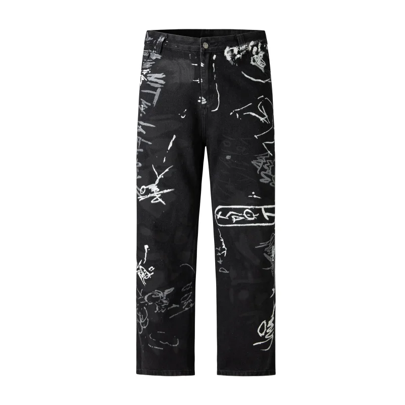 JK9638 American street inkjet graffiti print jeans men's tide high street niche design loose straight trousers
JK9638 American street inkjet graffiti print jeans men's tide high street niche design loose straight trousers