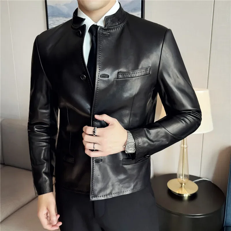 Autumn Chinese Style Stand Up Collar Leather Jacket Men's Motorcycle Jackets High-end Casual Business Short PU Leather Coats
Autumn Chinese Style Stand Up Collar Leather Jacket Men's Motorcycle Jackets High-end Casual Business Short PU Leather Coats