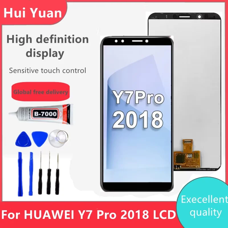 5.99'' LCD Screen Replacement for Huawei Y7 2018, Digitizer Assembly with Disassembly Tool, Quality, Professional Installation
5.99'' LCD Screen Replacement for Huawei Y7 2018, Digitizer Assembly with Disassembly Tool, Quality, Professional Installation