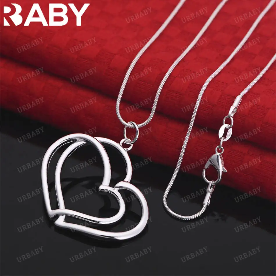 URBABY 40-75cm 925 Sterling Silver Double Hearts Pendant Necklace For Women Anniversary Gift Popular Wild Fashion Romantic 
URBABY 40-75cm 925 Sterling Silver Double Hearts Pendant Necklace For Women Anniversary Gift Popular Wild Fashion Romantic