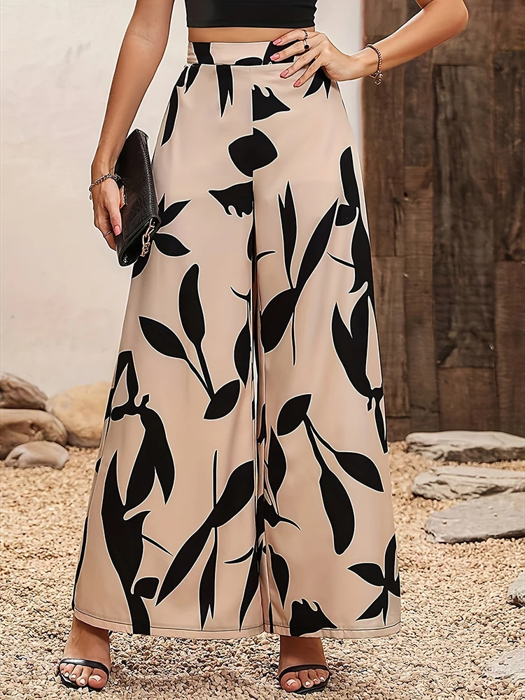 Women Spring Summer High Waist Casual Pants Elastic Waist Baggy Long Pants Trendy Leaf Printed Wide Leg Trousers
Women Spring Summer High Waist Casual Pants Elastic Waist Baggy Long Pants Trendy Leaf Printed Wide Leg Trousers