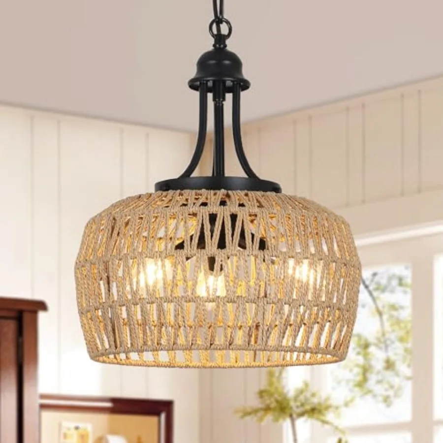 Farmhouse Chandelier for Dining Room 3-Light Boho Rattan Chandelier Light Fixture Ceiling Hanging with Woven Lampshade Small Wi
Farmhouse Chandelier for Dining Room 3-Light Boho Rattan Chandelier Light Fixture Ceiling Hanging with Woven Lampshade Small Wi