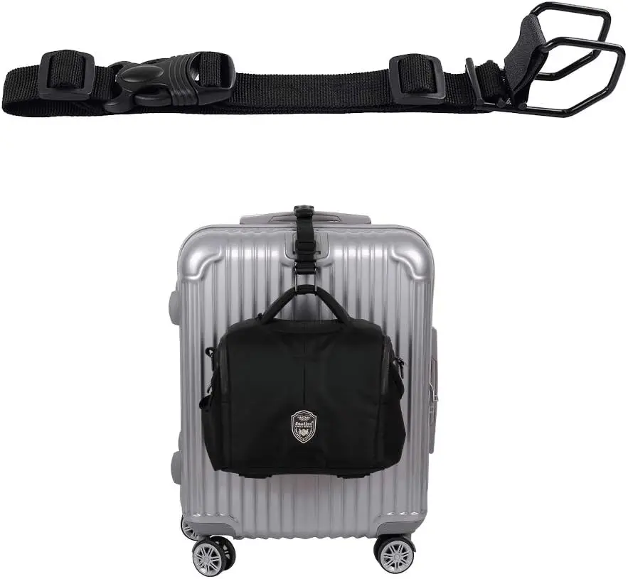 J Hook Luggage Strap Add a Bag Hanger, Adjustable Attaches Briefcase Together, Black Normal Size
J Hook Luggage Strap Add a Bag Hanger, Adjustable Attaches Briefcase Together, Black Normal Size