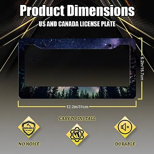 2pcs Stainless Steel License Plate Frames With Starry Night Sky And Pine Tree Motif, Includes Screws, 31x15.7cm
2pcs Stainless Steel License Plate Frames With Starry Night Sky And Pine Tree Motif, Includes Screws, 31x15.7cm