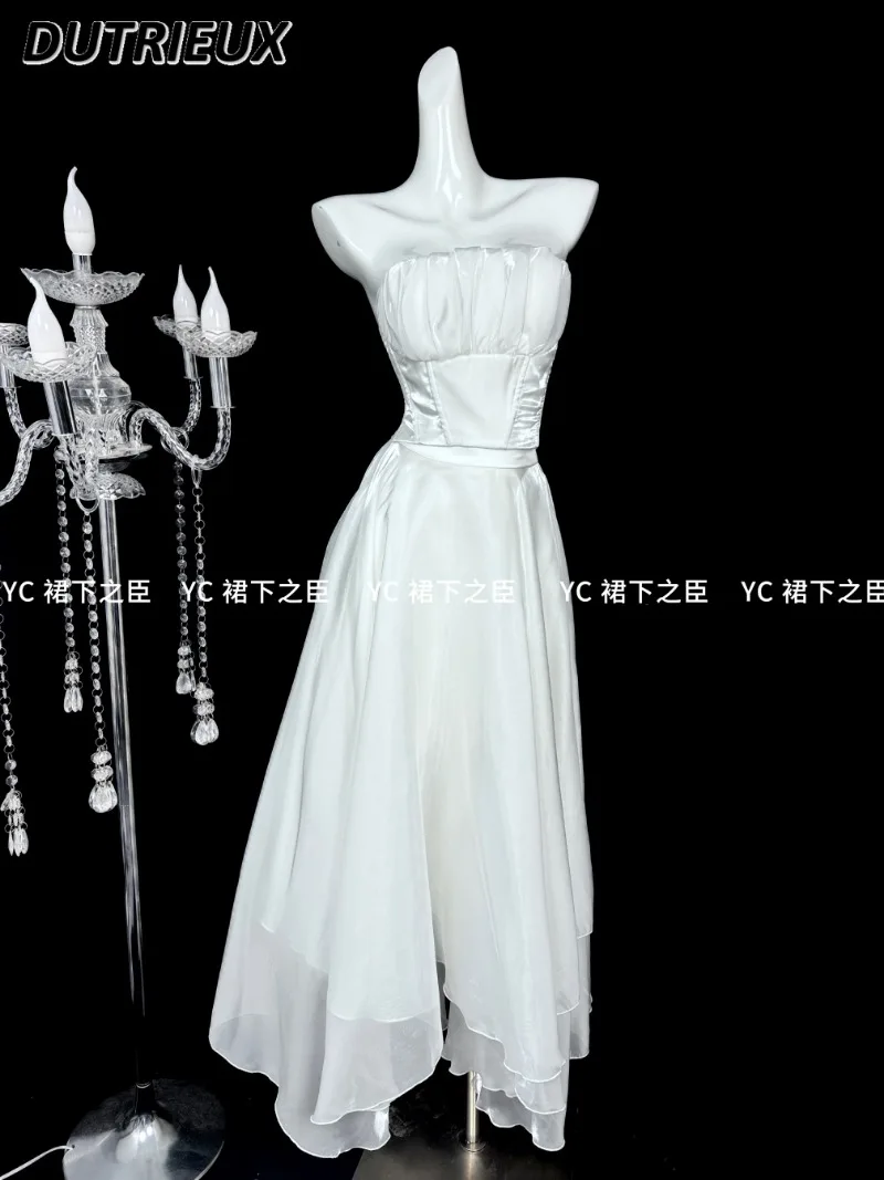 White Slim-fitting Tube Top Temperament Host Evening Skirt Women's Banquet Tutu Skirts High-end Light Luxury Summer Suit
White Slim-fitting Tube Top Temperament Host Evening Skirt Women's Banquet Tutu Skirts High-end Light Luxury Summer Suit