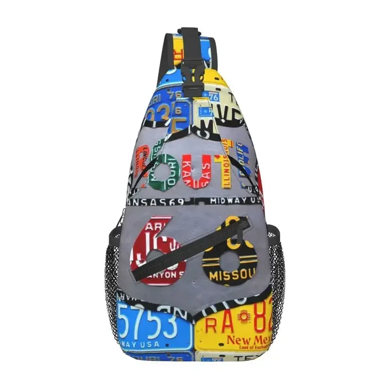 Custom Cool Route 66 License Plate Art Sling Bag for Cycling Camping American Road Crossbody Chest Backpack Shoulder Daypack
Custom Cool Route 66 License Plate Art Sling Bag for Cycling Camping American Road Crossbody Chest Backpack Shoulder Daypack