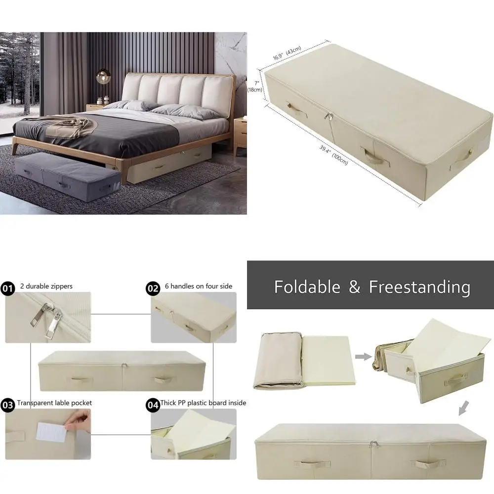 Очень большие моющиеся коробки для хранения под кроватью для одежды, обуви и постельного белья — идеально подходят для спален и общежитий (бежевый)
Очень большие моющиеся коробки для хранения под кроватью для одежды, обуви и постельного белья — идеально подходят для спален и общежитий (бежевый)