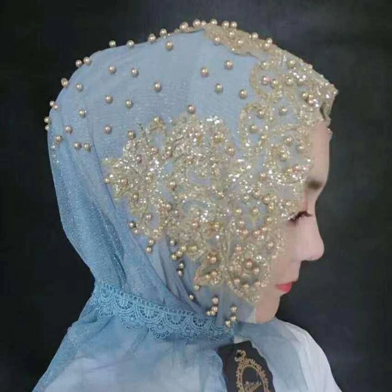 Woman Solid Color Lace Pearl Muslim Scarf New Women's Ethnic-style adjustable headscarf hat Turban hats
Woman Solid Color Lace Pearl Muslim Scarf New Women's Ethnic-style adjustable headscarf hat Turban hats