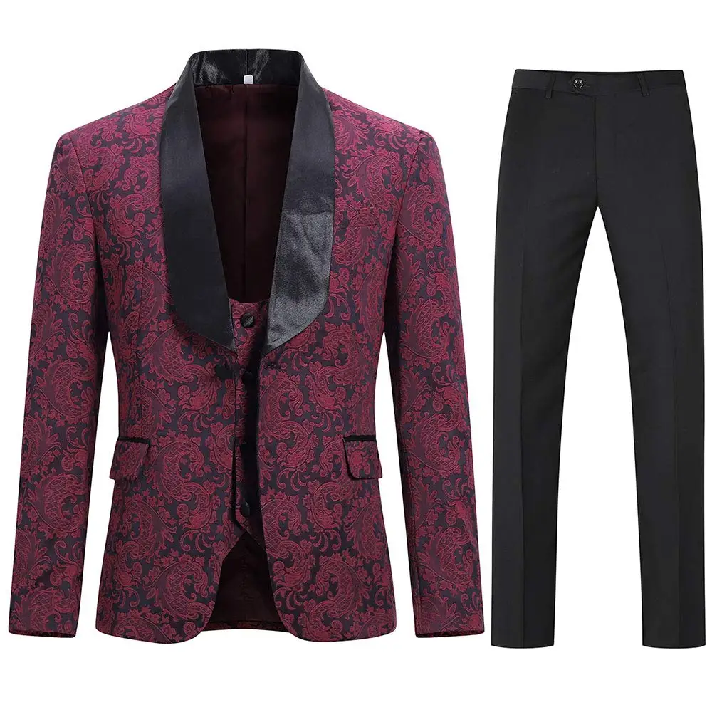 Red Pattern 3Pcs Jacket Pants Vest Men Suits Sets Classic Wedding Clothing Shawl Lapel Vintage Prom/Dinner Blazer Black Trousers
Red Pattern 3Pcs Jacket Pants Vest Men Suits Sets Classic Wedding Clothing Shawl Lapel Vintage Prom/Dinner Blazer Black Trousers