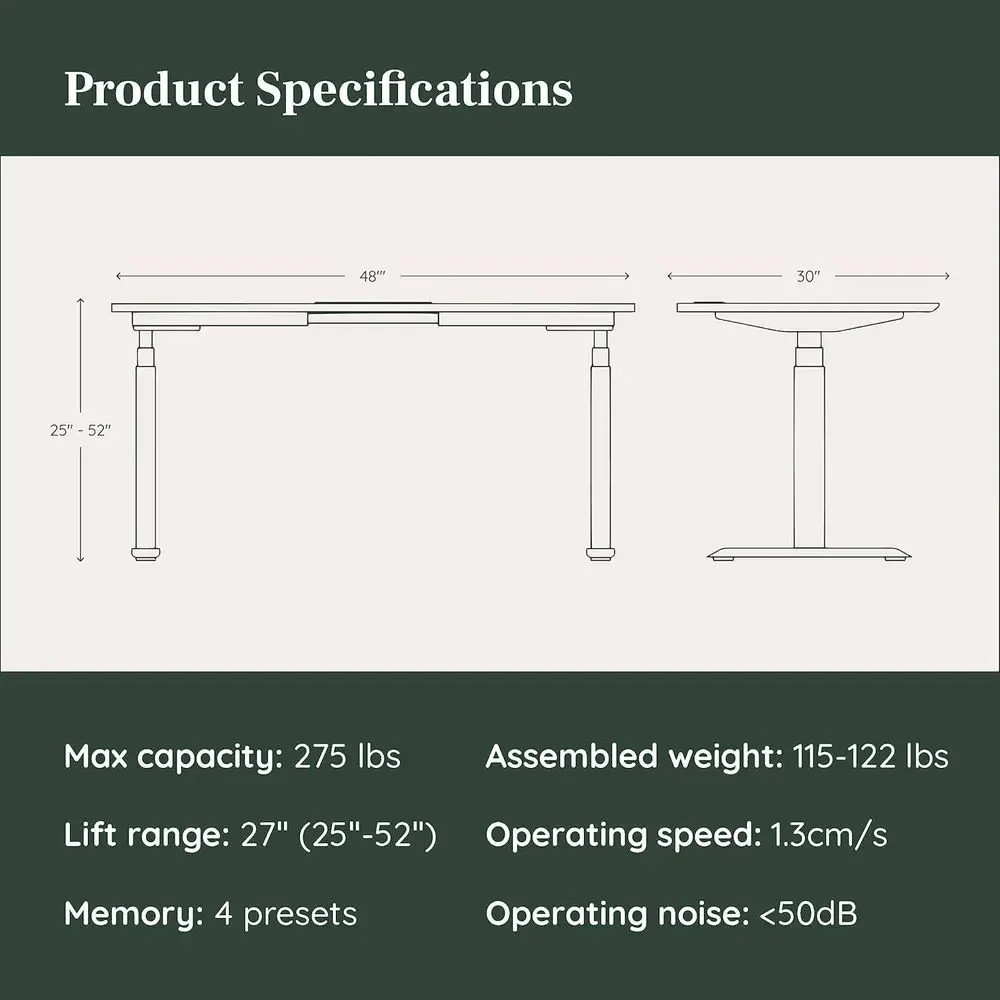 Special Offer48 Adjustable Height Standing Desk With Dual Motor, 3-Stage Lighting, Memory Presets - Charcoal & Walnut
Special Offer48 Adjustable Height Standing Desk With Dual Motor, 3-Stage Lighting, Memory Presets - Charcoal & Walnut