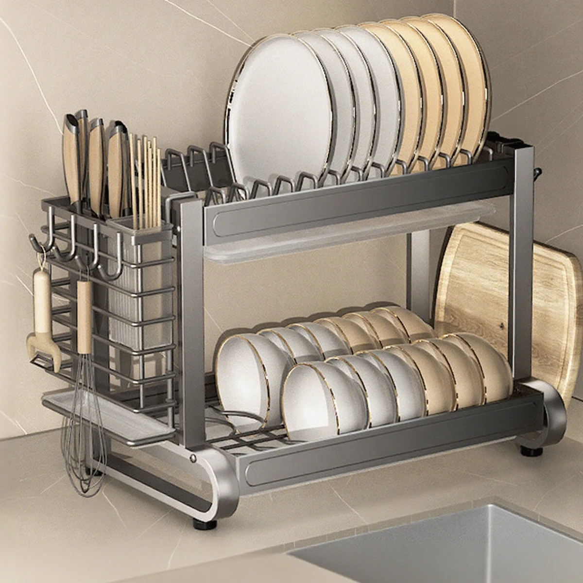 2 Layers Space Saving Dish Drying Rack Large Countertop Household Dish Storage Holder Kitchen Organizers And Storage
2 Layers Space Saving Dish Drying Rack Large Countertop Household Dish Storage Holder Kitchen Organizers And Storage