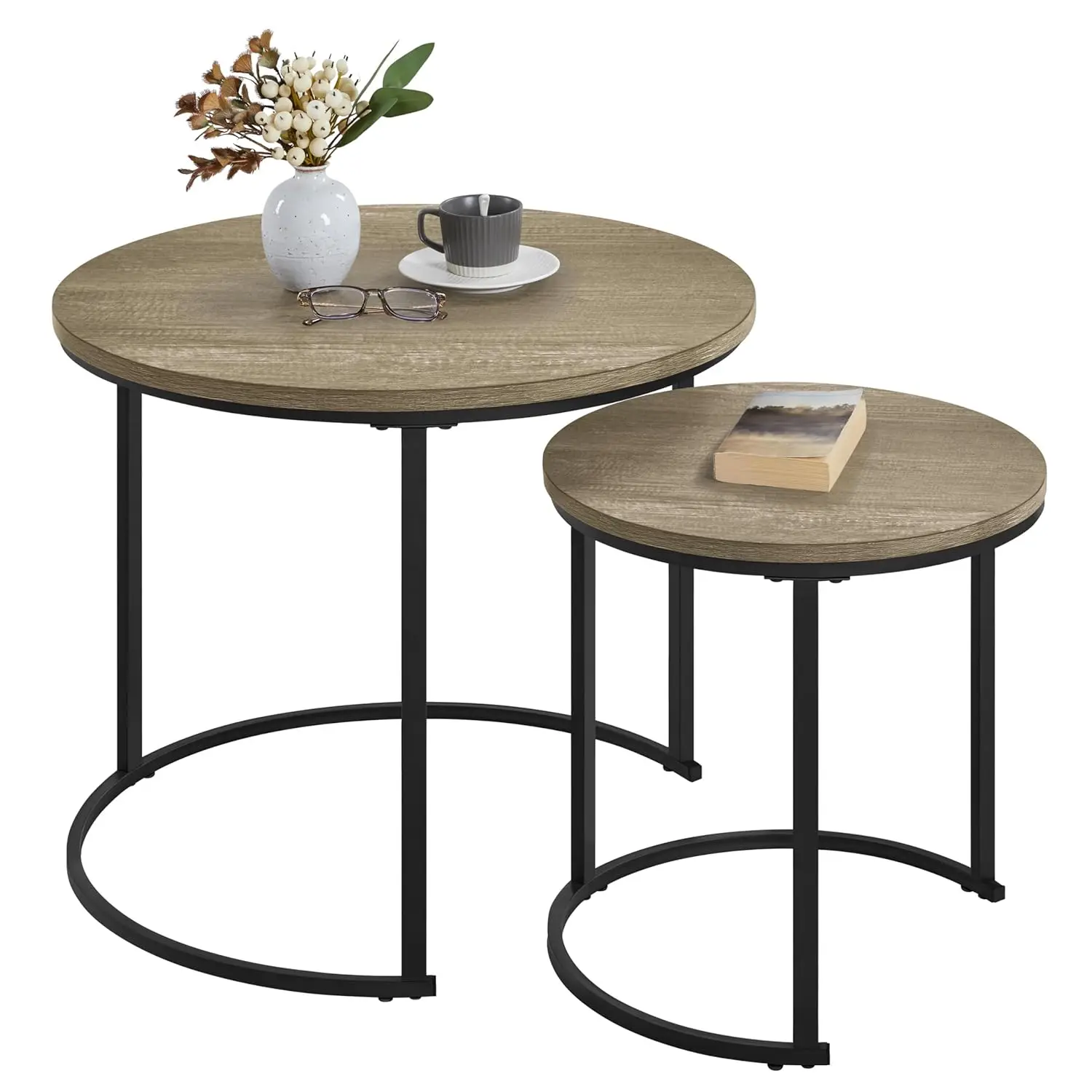 Gray Nesting Coffee Table Set of 2 Round Wood Top Metal Frame Stackable End Side Small Space Living Room Customized
Gray Nesting Coffee Table Set of 2 Round Wood Top Metal Frame Stackable End Side Small Space Living Room Customized