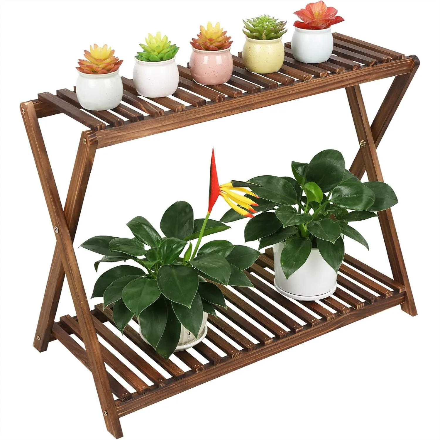 Wood Plant Stand 2 Tiers Flower Stand Corner Stepped Planter Shelf Rack for Indoor Outdoor Patio Balcony Livingroom, X-Cross
Wood Plant Stand 2 Tiers Flower Stand Corner Stepped Planter Shelf Rack for Indoor Outdoor Patio Balcony Livingroom, X-Cross