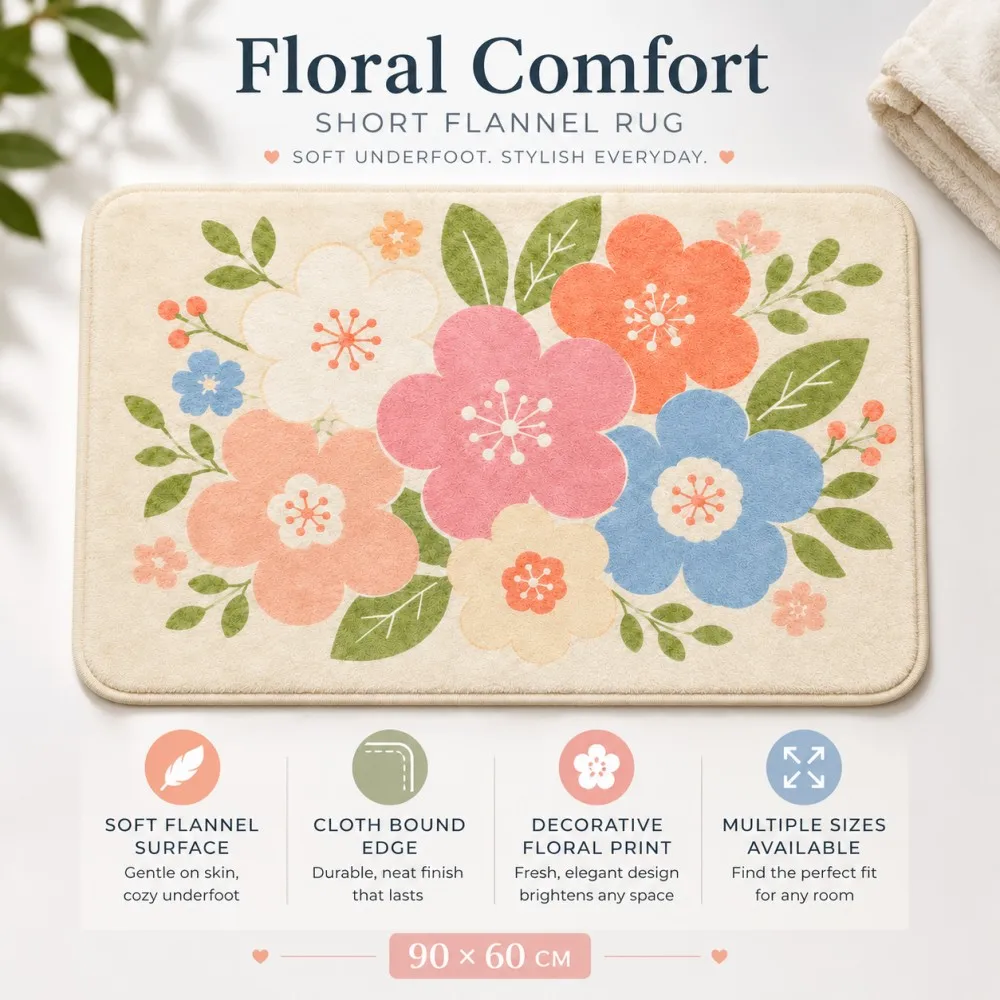 ESRBSO Floral Flannel Rug Pastel Flower Floor Mat Cloth Bound Edge Non Slip Doormat for Bathroom Bedroom Kitchen 40x60-80x120cm
ESRBSO Floral Flannel Rug Pastel Flower Floor Mat Cloth Bound Edge Non Slip Doormat for Bathroom Bedroom Kitchen 40x60-80x120cm