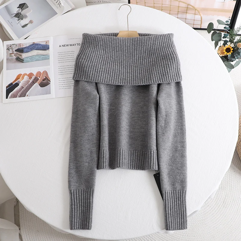 Elegance Sexy Design Chic Slash Neck Off-the-shoulder Knitted Sweater Women Autumn Winter Vintage French Fashion Casual Knitwear
Elegance Sexy Design Chic Slash Neck Off-the-shoulder Knitted Sweater Women Autumn Winter Vintage French Fashion Casual Knitwear