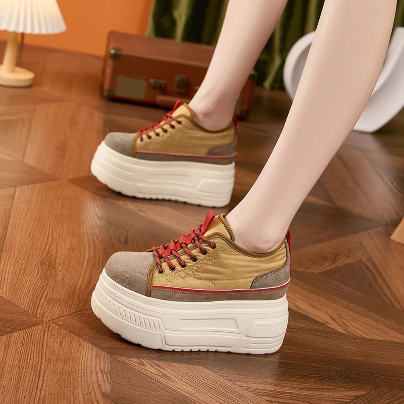 Women's Red Brown Color Block Platform Sneakers High Thick Sole Lace-Up Casual Walking Shoes Trendy Elevated Daily Wear Footwear
Women's Red Brown Color Block Platform Sneakers High Thick Sole Lace-Up Casual Walking Shoes Trendy Elevated Daily Wear Footwear