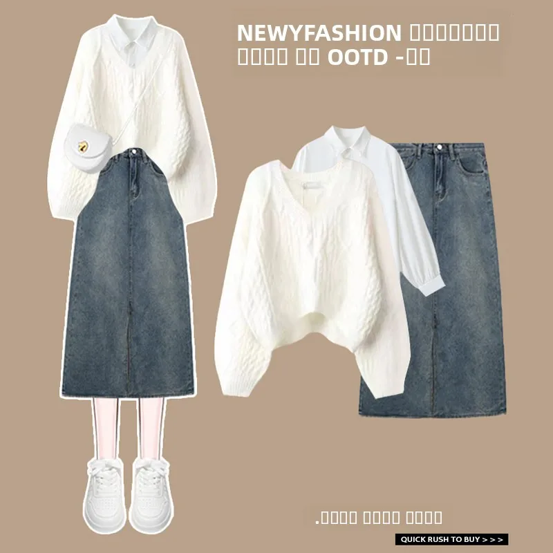 Retro Hole Sweater Long Sleeve High Waist Skirt Three Piece Set Autumn Winter Women's Fashion Ensemble High Street Style
Retro Hole Sweater Long Sleeve High Waist Skirt Three Piece Set Autumn Winter Women's Fashion Ensemble High Street Style