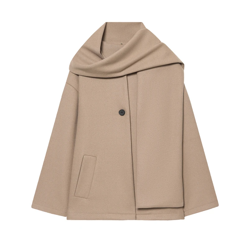 2026 New Spring Autumn Scarf Round Neck Woman Woolen Coat One Button Long Sleeve Europe America Wind Loose Temperament Commuting
2026 New Spring Autumn Scarf Round Neck Woman Woolen Coat One Button Long Sleeve Europe America Wind Loose Temperament Commuting