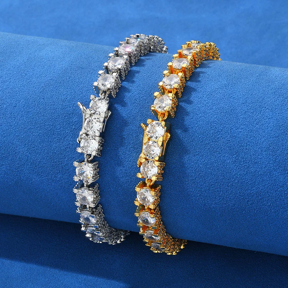Hip Hop Jewelry Full Iced Tennis Bracelet Fashion Style Bling Cubic Zirconia Women's 6mm Tennis Chain 18K Gold-Plated Bracelet
Hip Hop Jewelry Full Iced Tennis Bracelet Fashion Style Bling Cubic Zirconia Women's 6mm Tennis Chain 18K Gold-Plated Bracelet