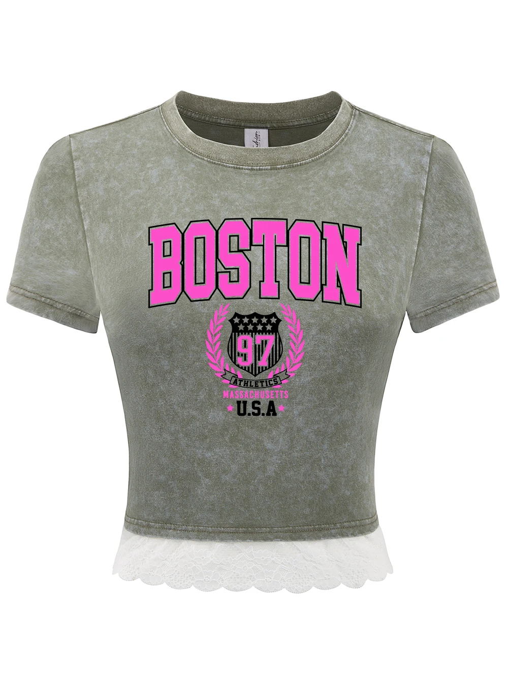 Bostom Uas City Name Print Cotton Crop Tees Womens Summer All-Math Lace Hem Washed T-Shirts O-Neck Distressed Tops Sexy Clothes
Bostom Uas City Name Print Cotton Crop Tees Womens Summer All-Math Lace Hem Washed T-Shirts O-Neck Distressed Tops Sexy Clothes