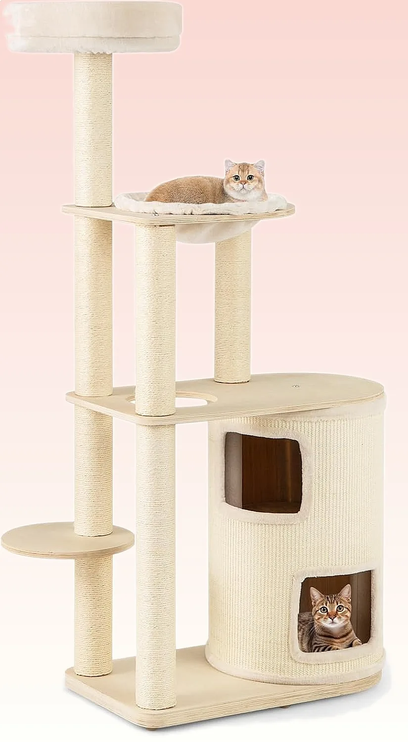 PETSITE 60 Inch Tall Cat Tree for Indoor Cats, Wooden Cat Tower with Condo, Sisal Posts & Top Perch
PETSITE 60 Inch Tall Cat Tree for Indoor Cats, Wooden Cat Tower with Condo, Sisal Posts & Top Perch