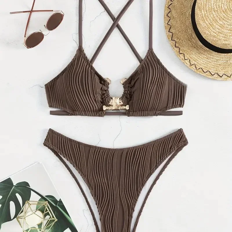 2024 Sexy High Waist Solid Bikini Push Up Swimwear Women Swimsuit Female Two Pieces Beachwear Metal Accessories Bathing Suits
2024 Sexy High Waist Solid Bikini Push Up Swimwear Women Swimsuit Female Two Pieces Beachwear Metal Accessories Bathing Suits