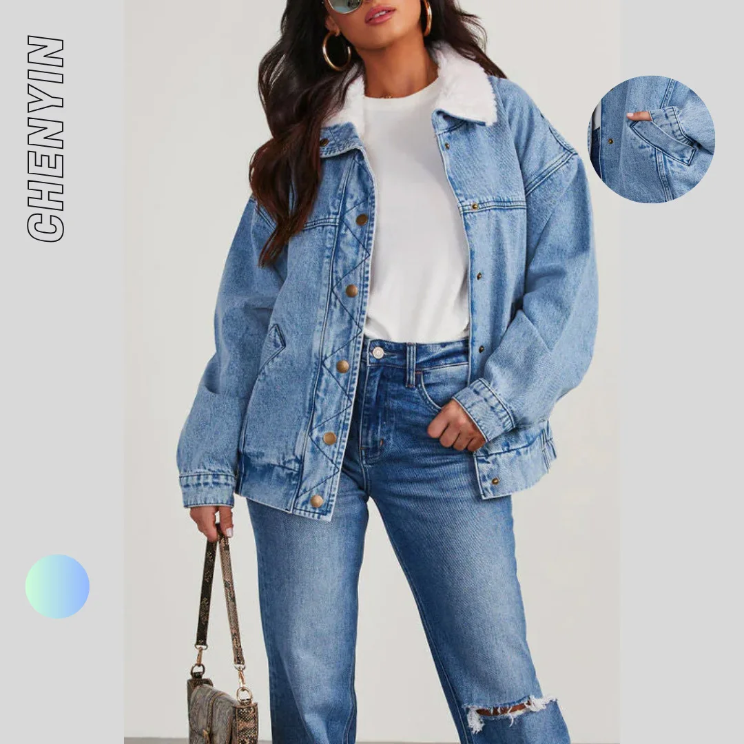 Denim Coat Women Coats Turn Down Collar Full Sleeve Thick Single Breasted Jackets Elegant Splice Autumn Winter Jacket 2024
Denim Coat Women Coats Turn Down Collar Full Sleeve Thick Single Breasted Jackets Elegant Splice Autumn Winter Jacket 2024